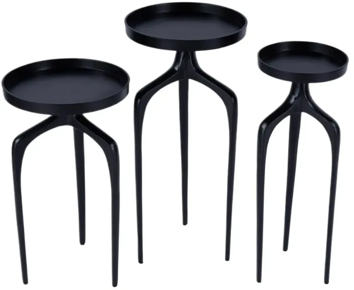 S/3 Eloise Outdoor Scatter Tables, Black