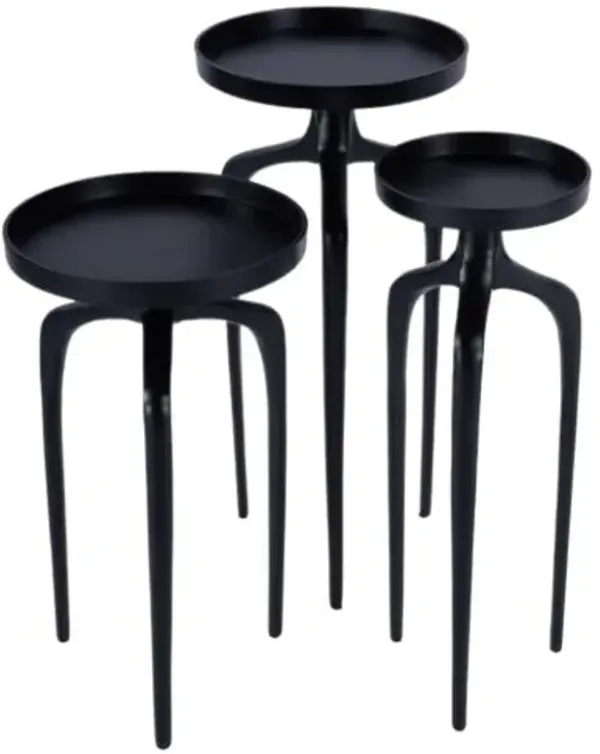 Set of 3 Eloise Outdoor Scatter Tables - Black