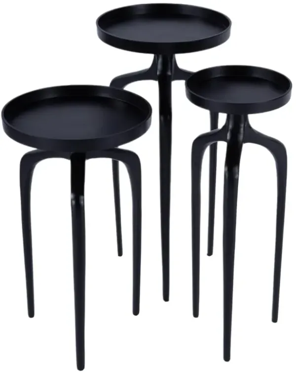 S/3 Eloise Outdoor Scatter Tables, Black