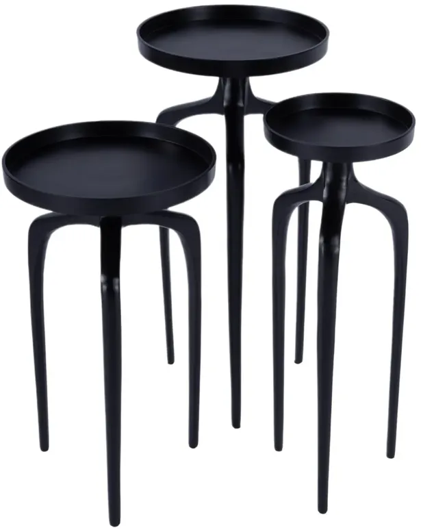 S/3 Eloise Outdoor Scatter Tables, Black
