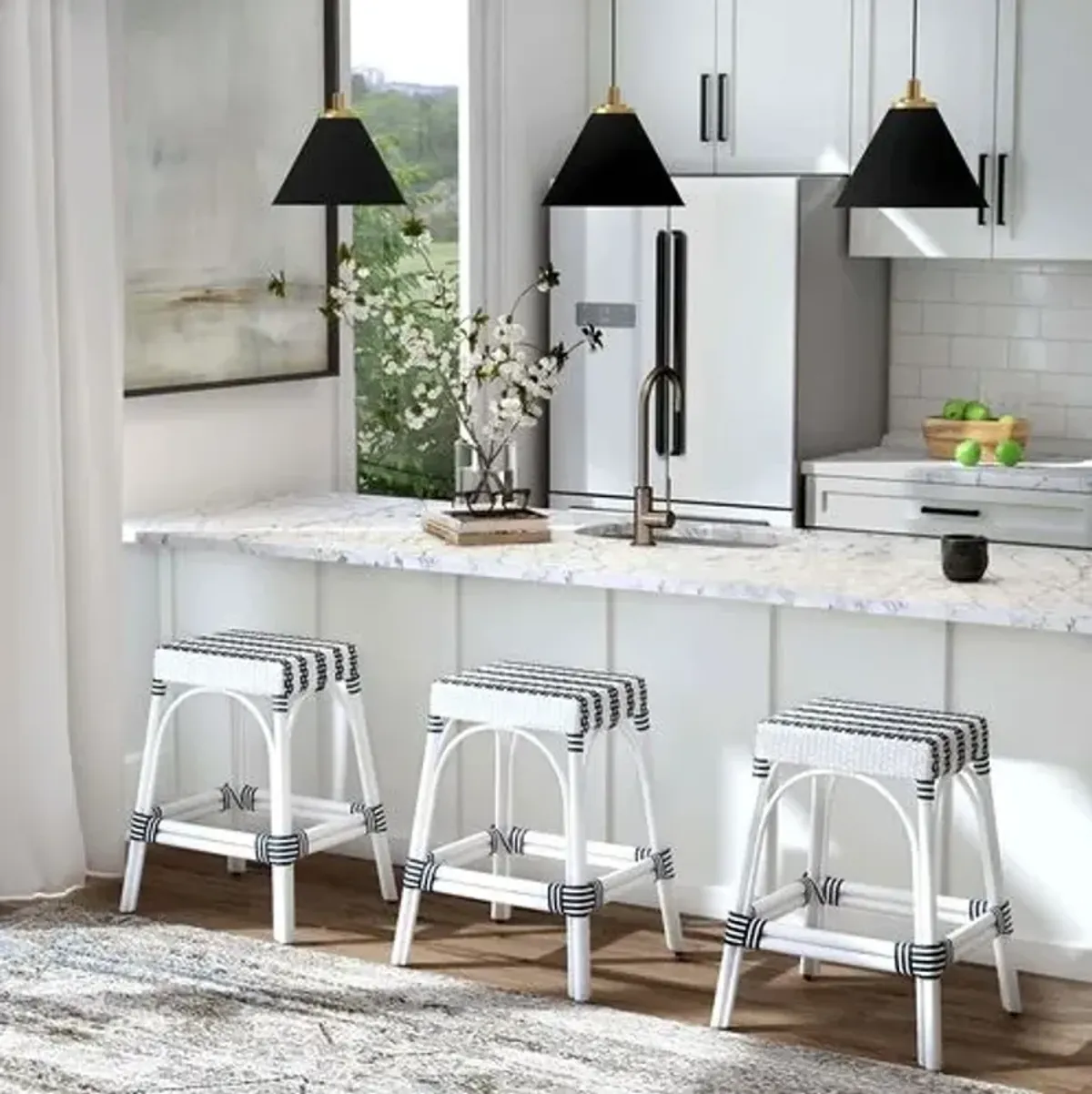 Sabrina 24.5" Rectangular Rattan Counter Stool
