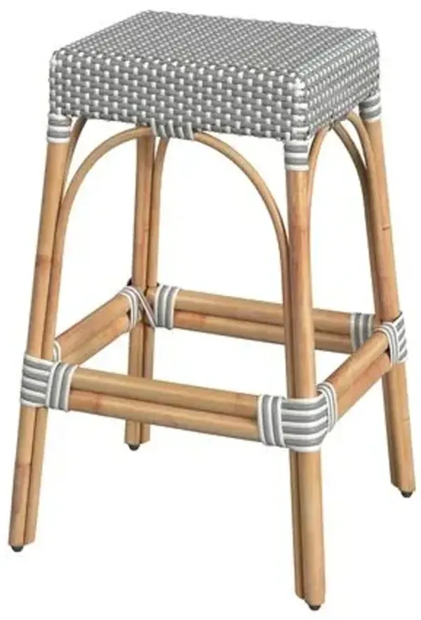 Sabrina 30" Rectangular Rattan Bar Stool - Gray