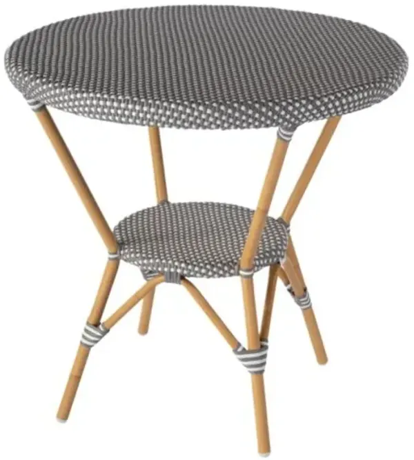 Kye Outdoor Round Rattan Bistro Table - Gray
