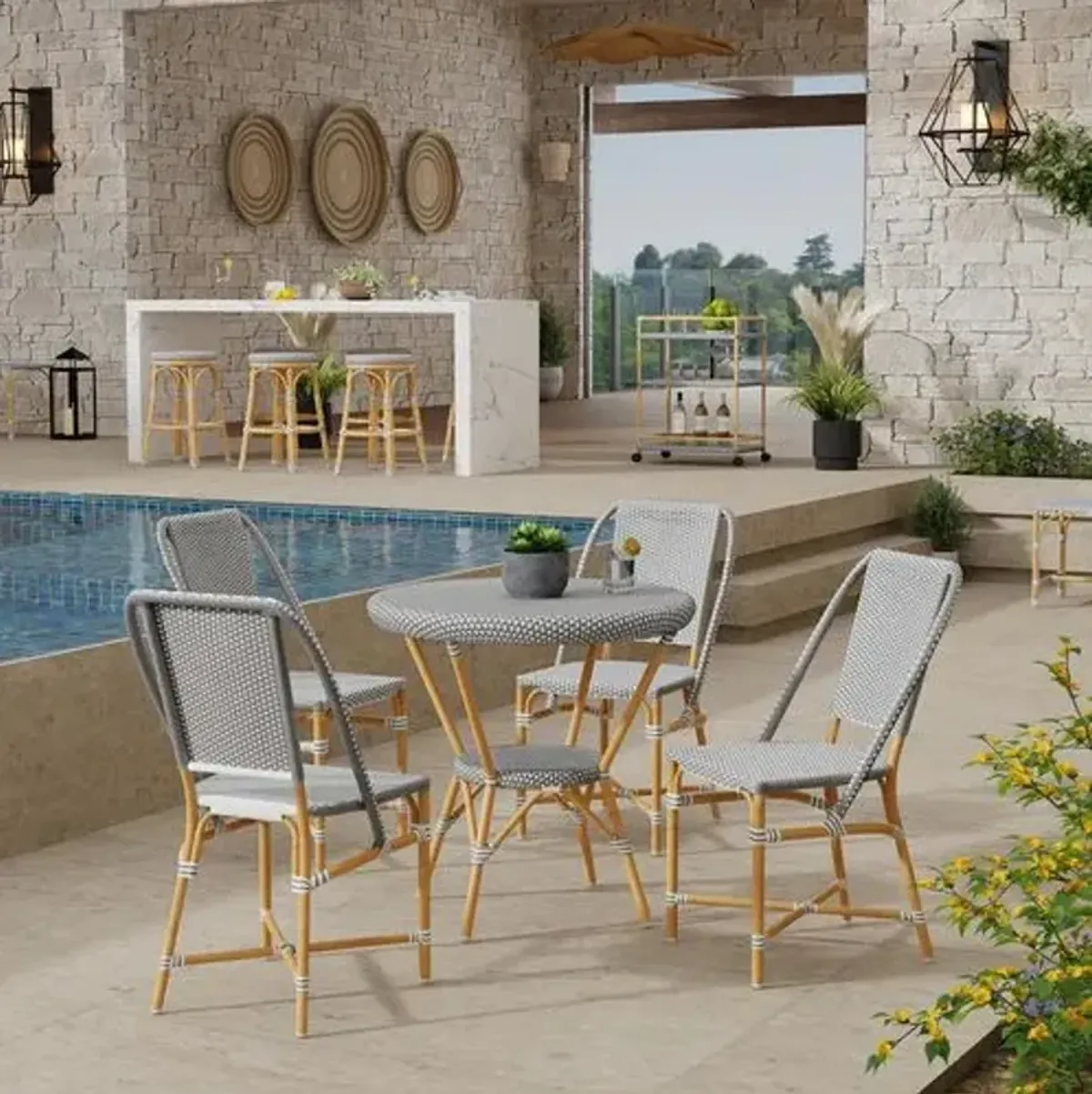 Kye Rattan Outdoor Dining Side Chair - Gray
