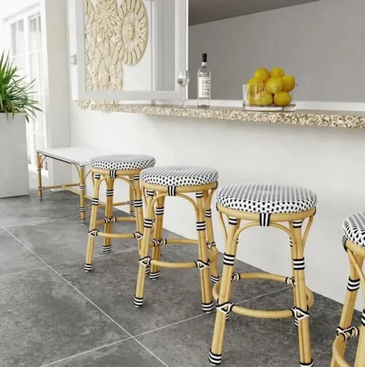 Kye 24" Outdoor Rattan Backless Counter Stool