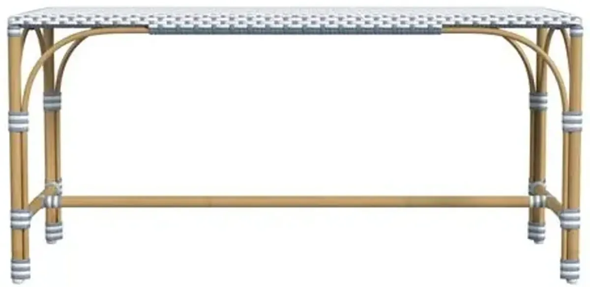 Kye Outdoor Rectangular Rattan Dining Bench - Blue