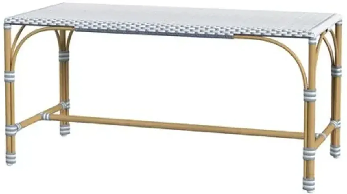 Kye Outdoor Rectangular Rattan Dining Bench - Blue