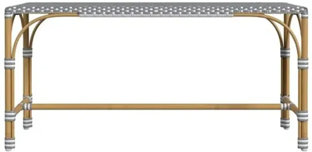 Kye Outdoor Rectangular Rattan Dining Bench - Blue