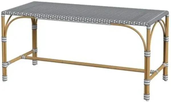 Kye Outdoor Rectangular Rattan Dining Bench - Blue