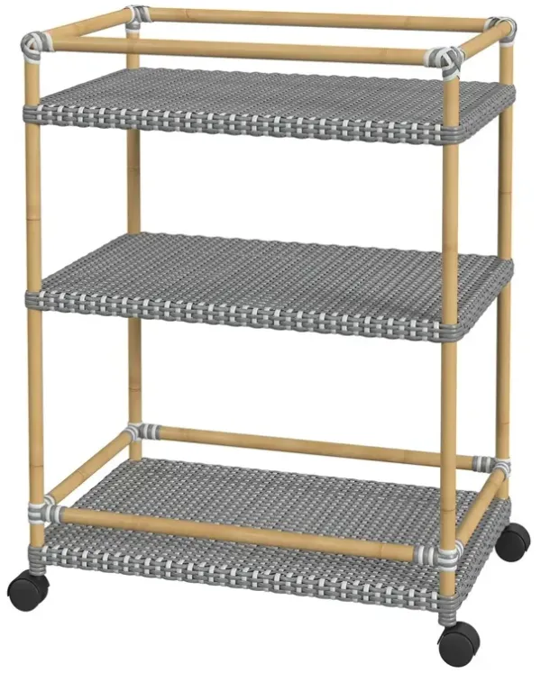 Kye 24" Outdoor 3-Tier Rattan Bar Cart