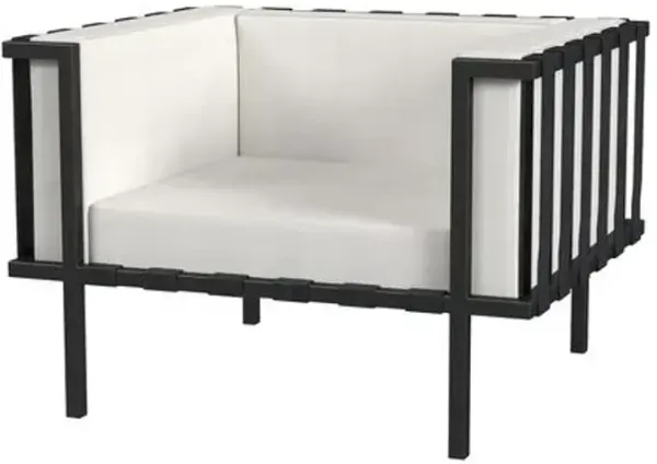 Nyxara Outdoor Club Chair - Black/White Sunbrella