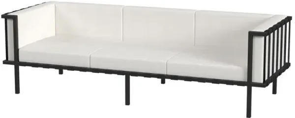 Nyxara Outdoor 3-Seat Sofa, Black/White Sunbrella