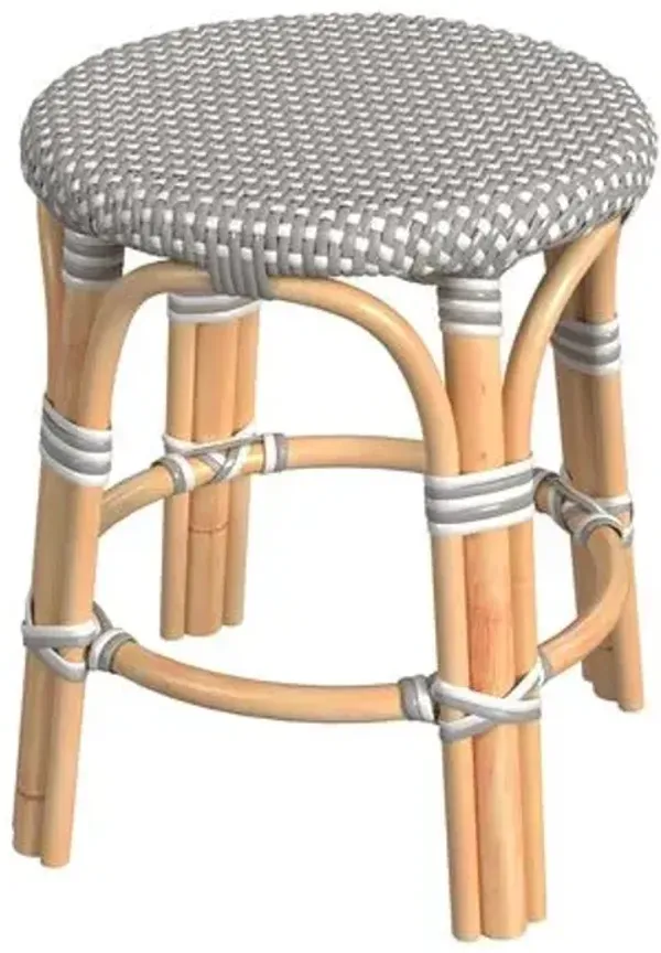 Kye 18"H Rattan Round Low Stool - Gray