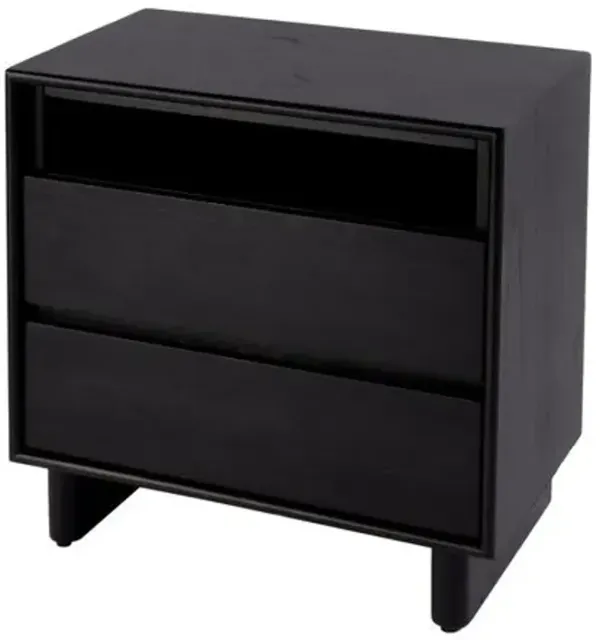 Azarias 24" Wood Panel 2-Drawer Nightstand - Black