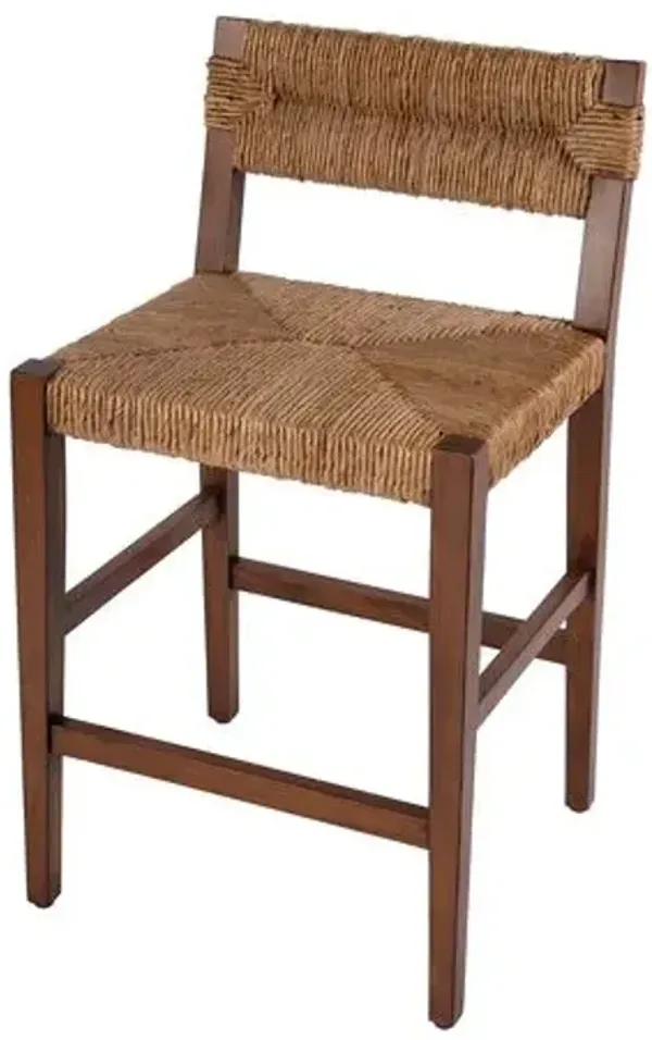 Selvine Banana Leaf Counter Stool - Natural/Mahogany