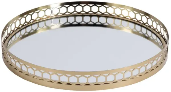 Seville Round Serving Tray, Polished Gold