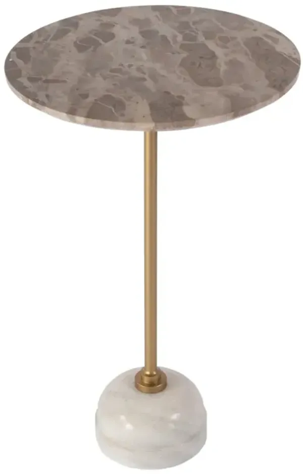 Zedd Round Marble Side Table, Ivory/Tan