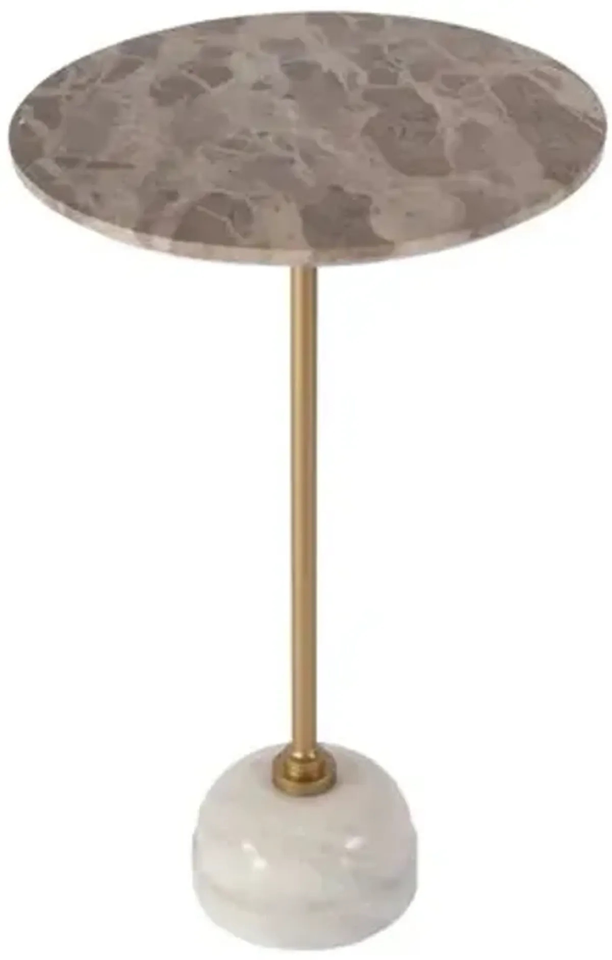 Zedd Round Marble Side Table - Ivory/Tan - Multi