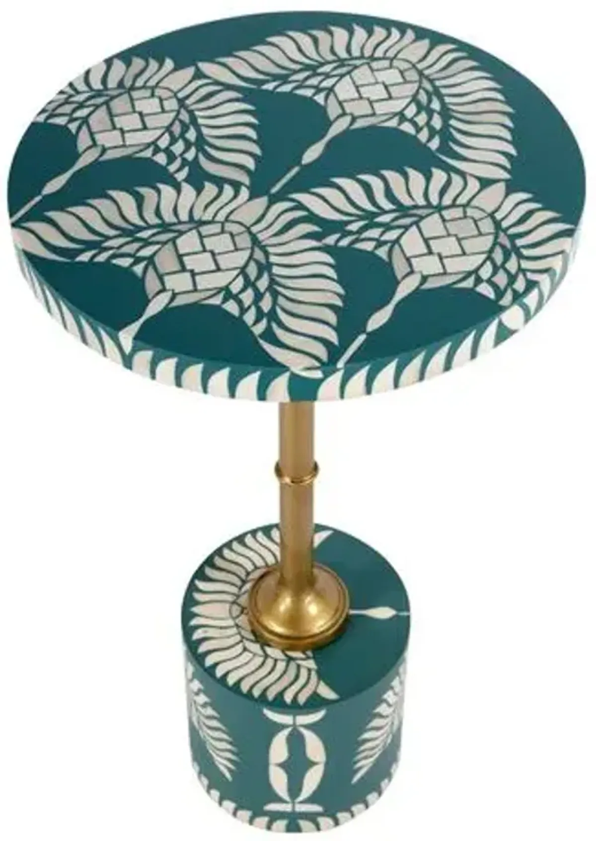 Vaeryn Round Bone Inlay Side Table - Green