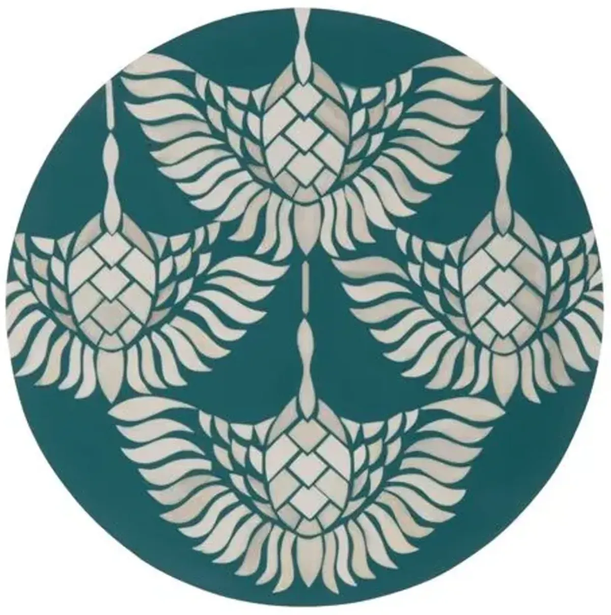 Vaeryn Round Bone Inlay Side Table - Green