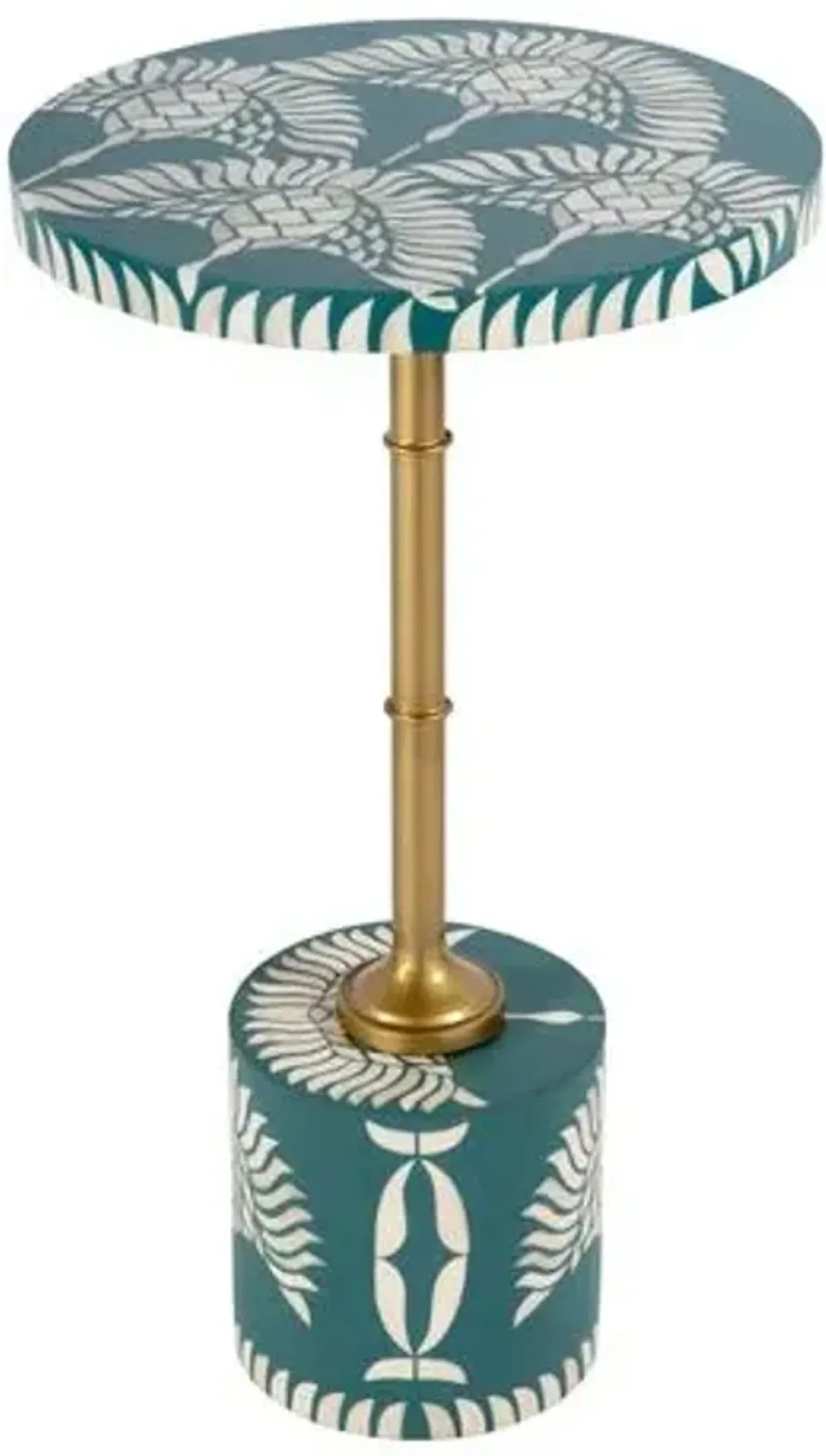 Vaeryn Round Bone Inlay Side Table - Green