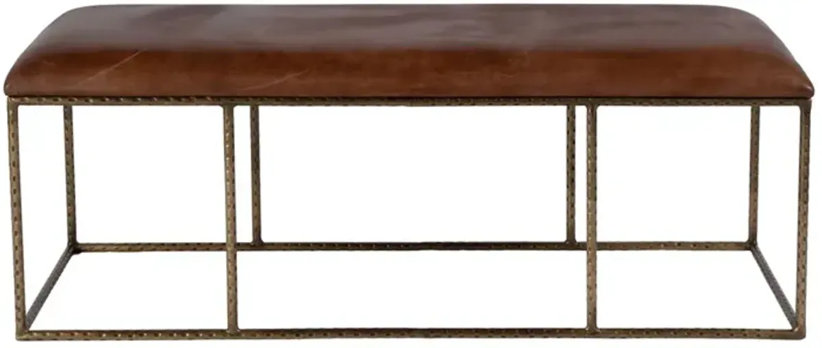 Lowell 48" Leather Upholstered Backless Bench, Brown