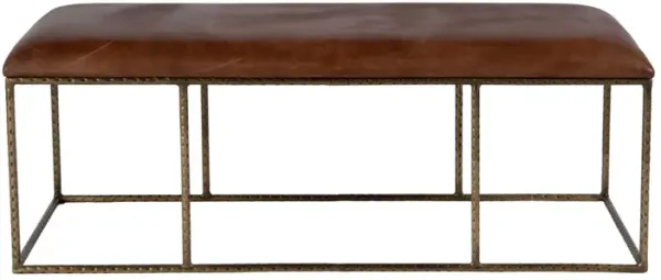 Lowell 48" Leather Upholstered Backless Bench, Brown