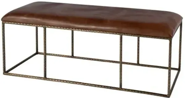 Lowell 48" Leather Upholstered Backless Bench - Brown