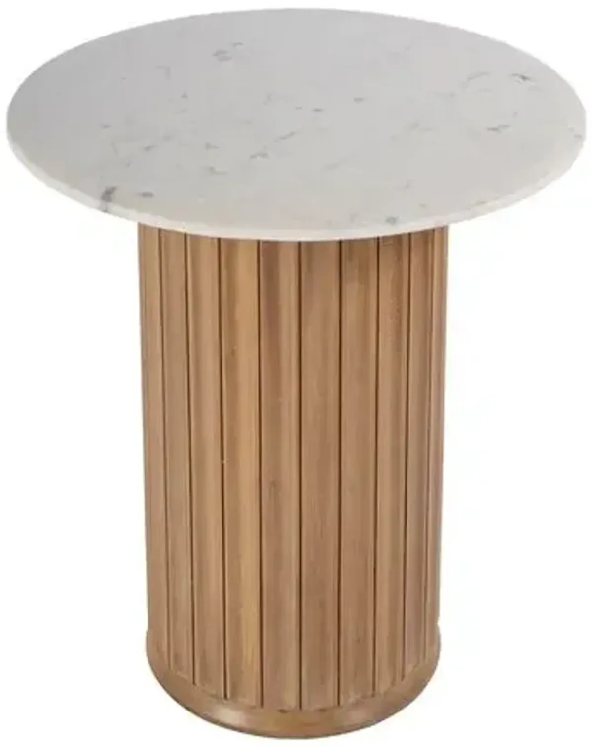 Seville Marble Side Table - White/Light Beige