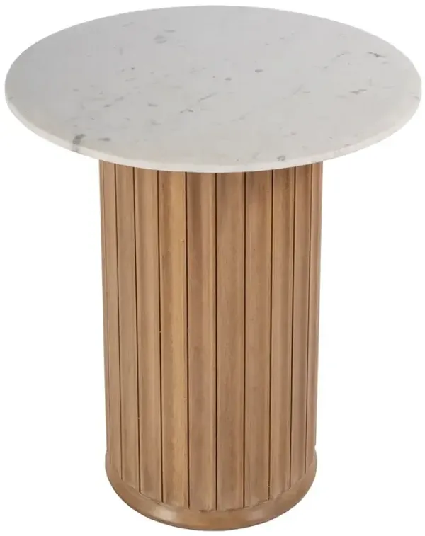 Seville Marble Side Table, White/Light Beige