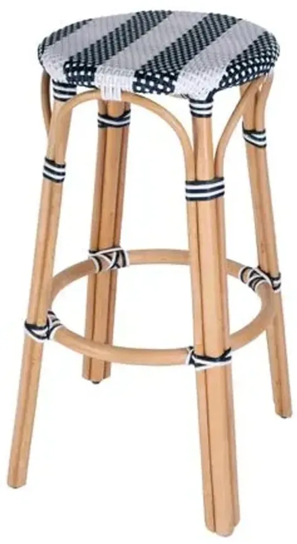 Kye 30" Round Rattan Barstool - Blue