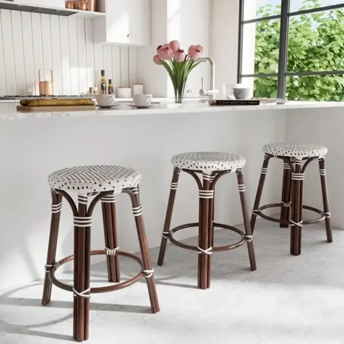 Kye 24" Rattan Round Counter Stool