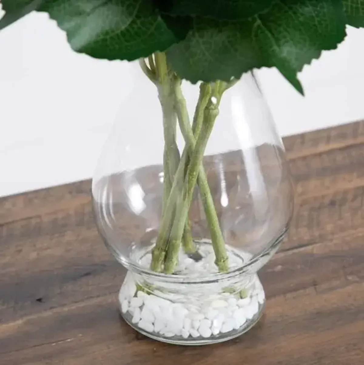 20" Faux Hydrangea Arrangement in Glass Vase - Blue