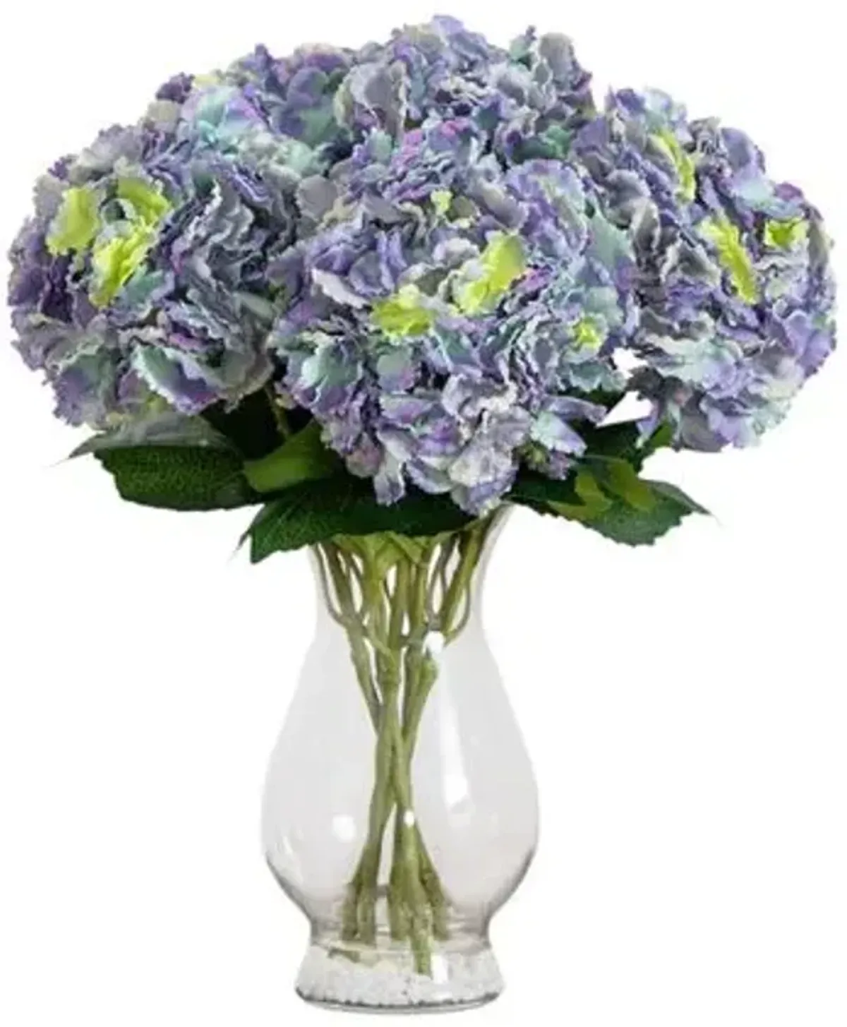 20" Faux Hydrangea Arrangement in Glass Vase - Blue