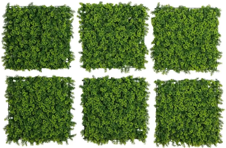 S/6 Faux 20" Square UV Resistant Indoor/Outdoor Meadow Wall Panels