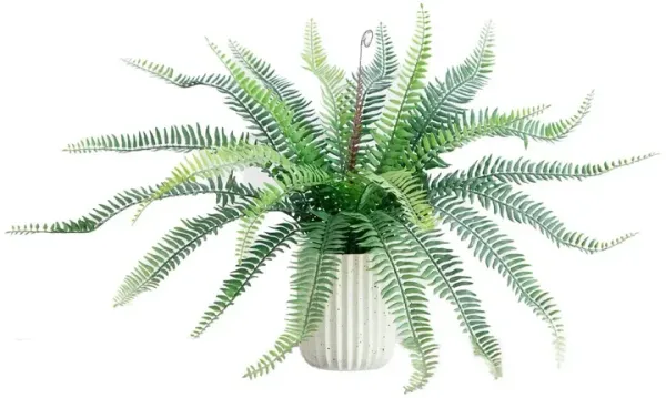 16" Faux Boston Fern Plant in Decorative Cement Planter