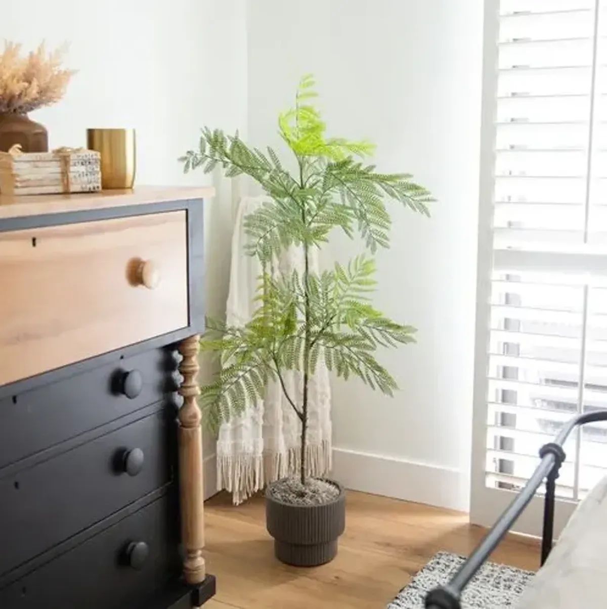 Faux Minimalist Jacaranda Tree - Green