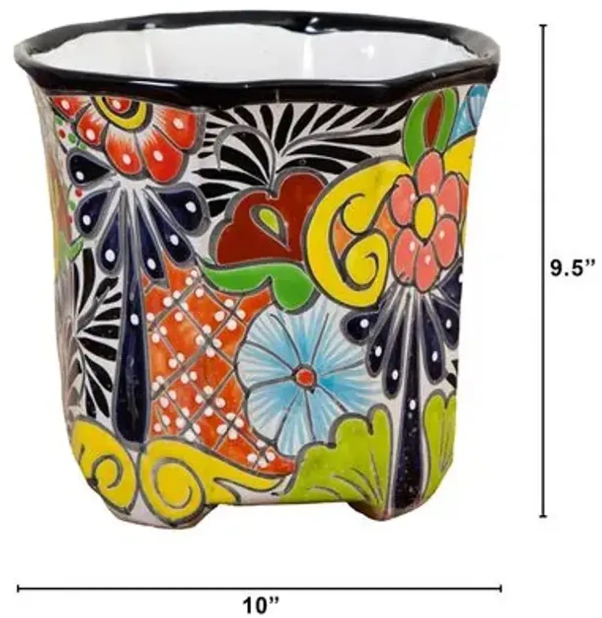 Handmade 9.5" x 10" Mexican Talavera Ceramic Plantercolor - Handcrafted - Multi - 9.5Hx10Wx10D in