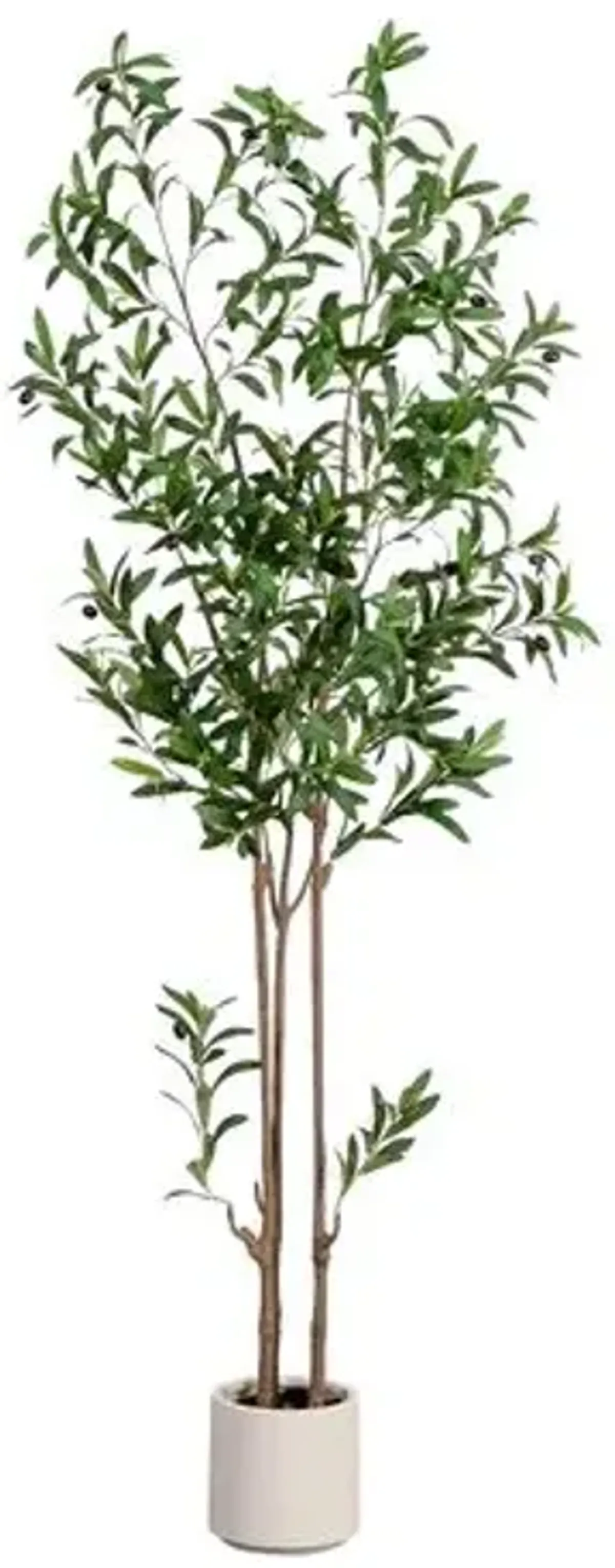 6ft Faux Minimalist Olive Tree in White Decorative Planter - Green - 72Hx23Wx23D in