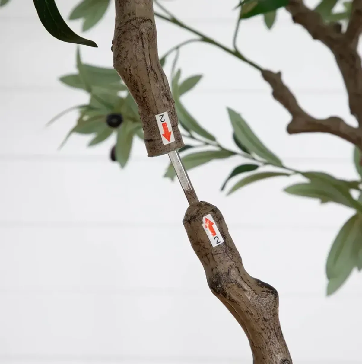 8ft Faux Grand Olive Tree in White Decorative Planter