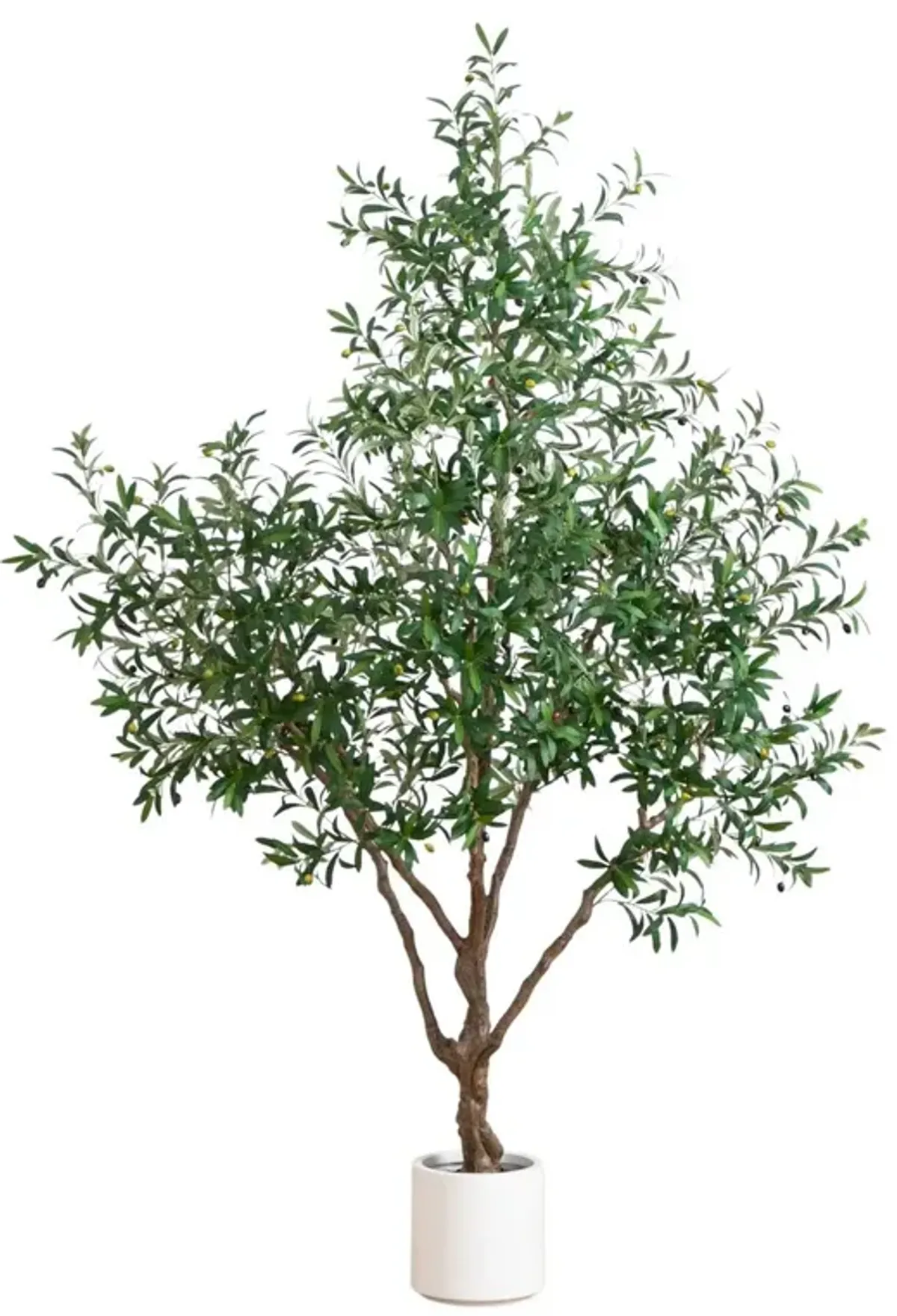 8ft Faux Grand Olive Tree in White Decorative Planter