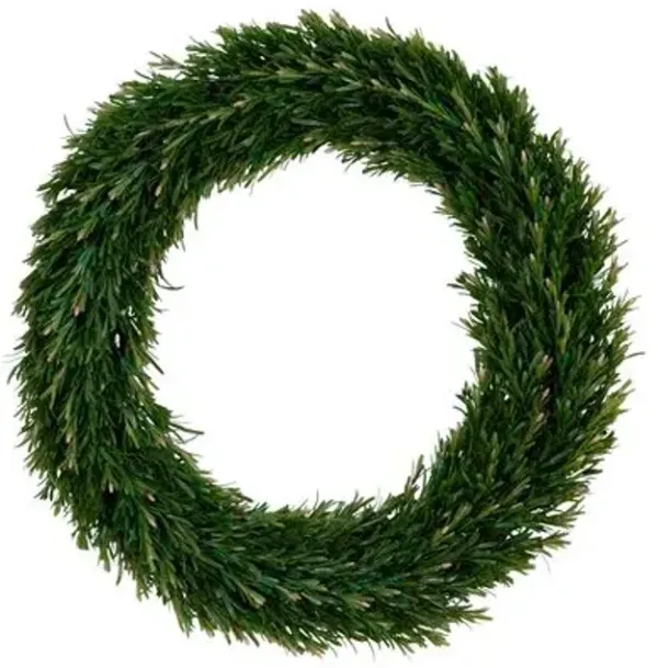 24" Faux UV Resistant Indoor/Outdoor Rosemary Wreath - Green