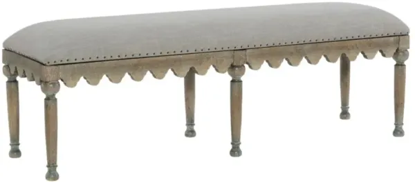 Boheme Madera Scallop Upholstered Linen Bed Bench, Antique Milk