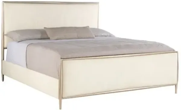 Westwood Upholstered Linen Metal Bed - Plated Radiance/Trendy Snow - Hooker Furniture - Beige