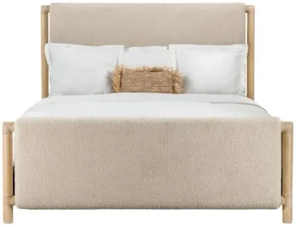 Retreat Neo Cream Boucle Upholstered Panel Bed - Hooker Furniture - Beige