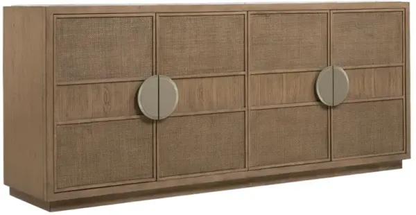 Sonnet Marble Top Cane Dining Credenza, Wren/Beige