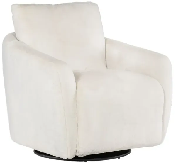 Bonnie Faux Fur Swivel Chair w/ Power Footrest, Beige