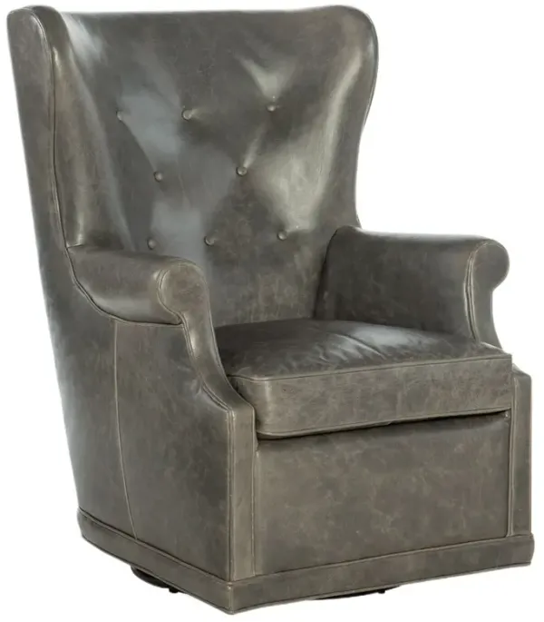 Mai Wing Leather Swivel Club Chair