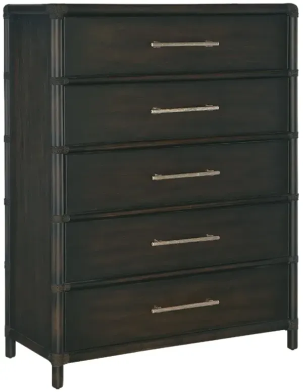 Retreat Pole Rattan 5-Drawer Chest - Hooker Furniture - Black