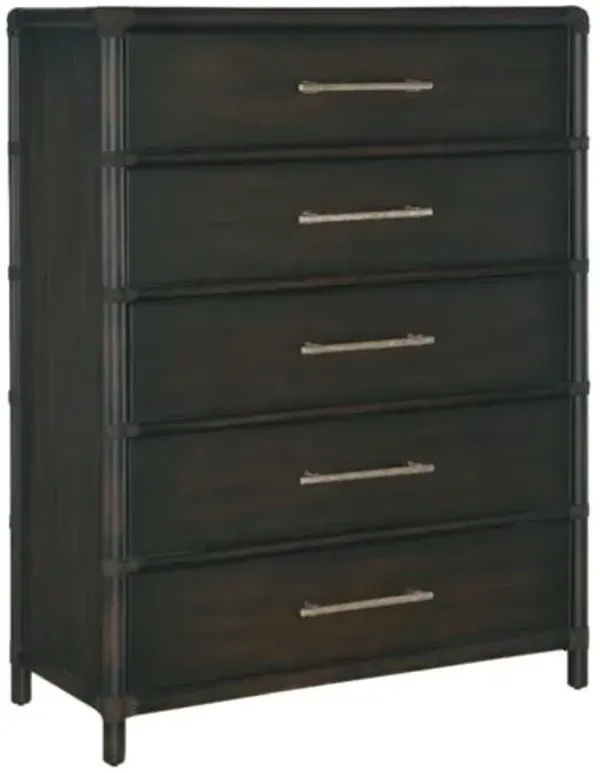 Retreat Pole Rattan 5-Drawer Chest - Hooker Furniture - Black